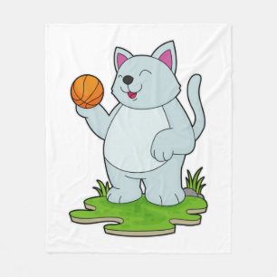 Katt som basketspelare med basket fleecefilt