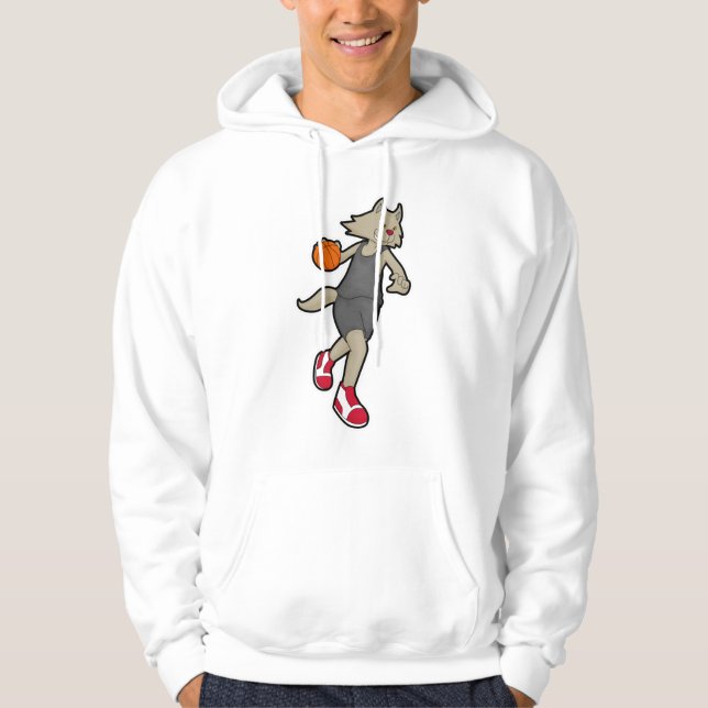 Katt som basketspelare med basket hoodie (Framsida)