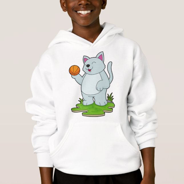 Katt som basketspelare med basket t shirt (Framsida)