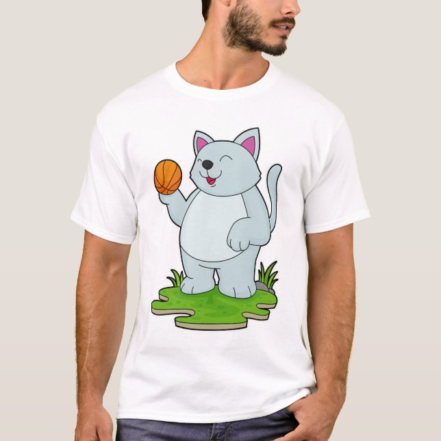 Katt som basketspelare med basket t shirt (Framsida)