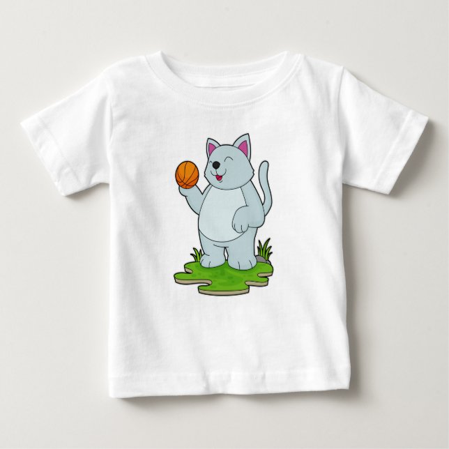 Katt som basketspelare med basket t shirt (Framsida)