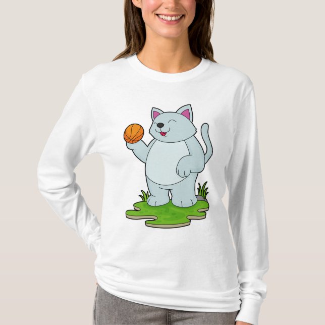Katt som basketspelare med basket t shirt (Framsida)