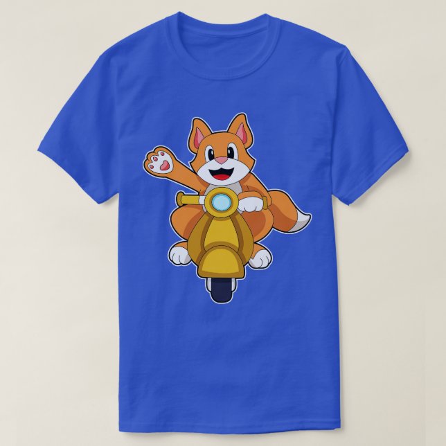 Katt som Biker med Scooter 1 T Shirt (Design framsida)