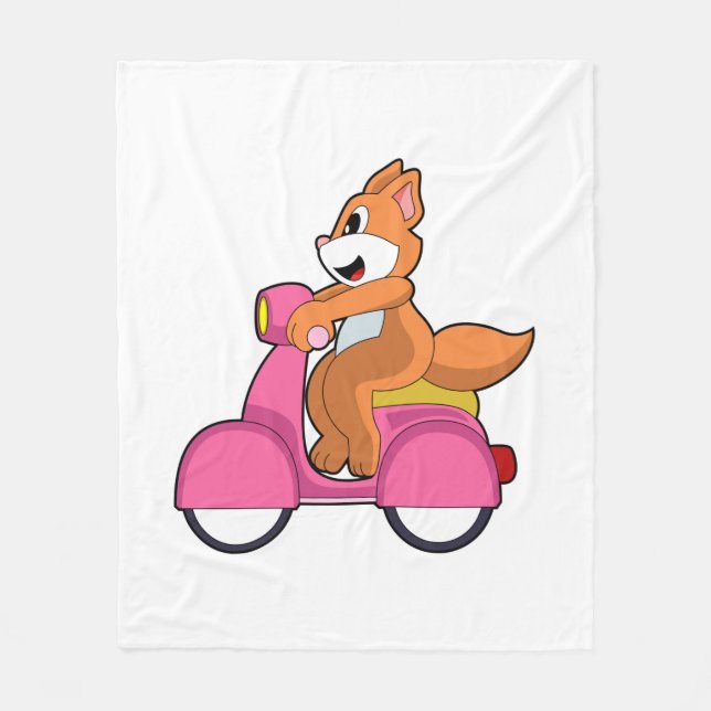 Katt som Biker med Scooter.PNG Fleecefilt (Framsidan)