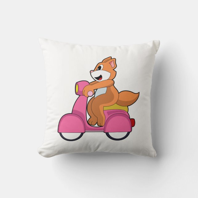 Katt som Biker med Scooter.PNG Kudde (Framsida)