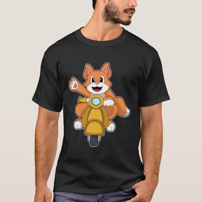 Katt som Biker med Scooter.PNG T Shirt (Framsida)