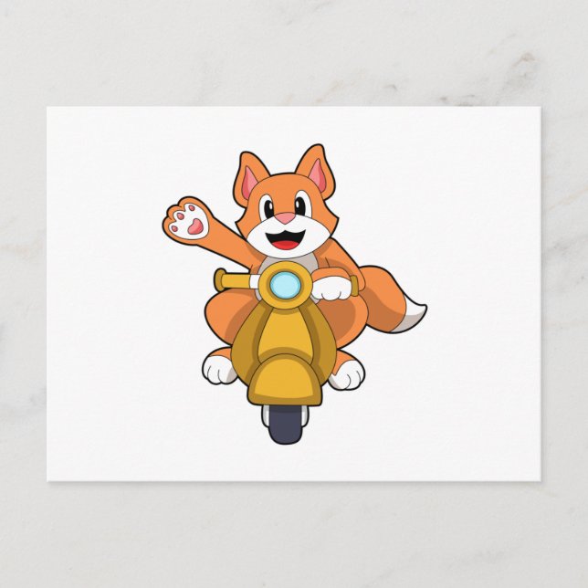 Katt som Biker med Scooter.PNG Vykort (Framsida)