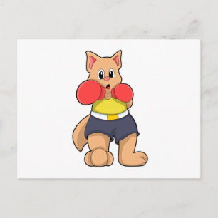 Katt som boxare på boxning vykort