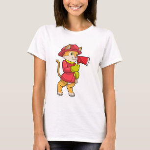 Katt som brandman med Ax T Shirt