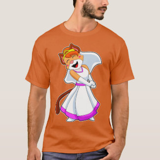 Katt som Bride med Bröllop klänning Krona T Shirt