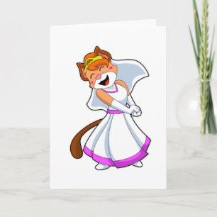 Katt som Bride med Bröllop klänning och Krona Kort