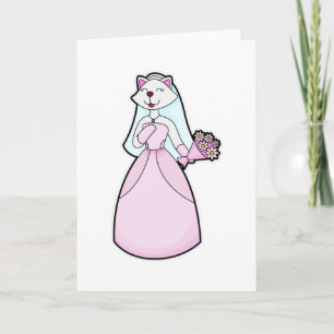 Katt som Bride med Flowers Bunch Kort