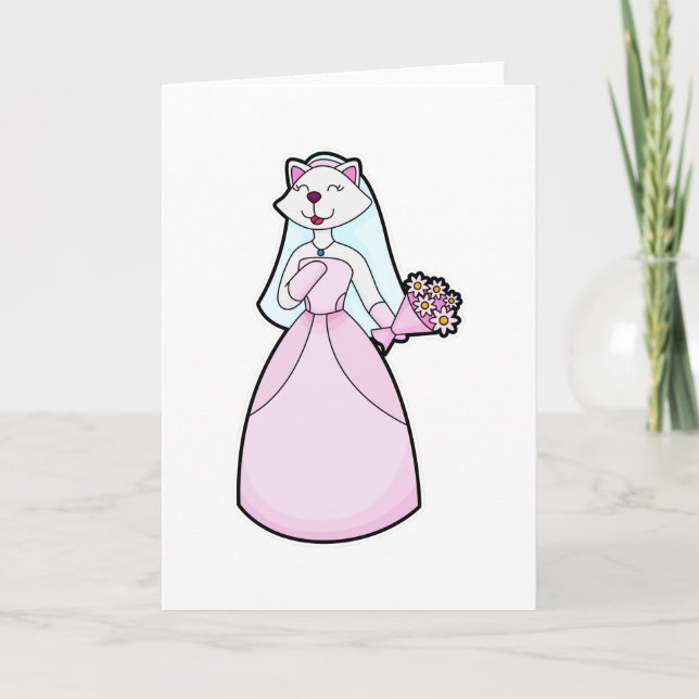 Katt som Bride med Flowers Bunch Kort (Framsida)