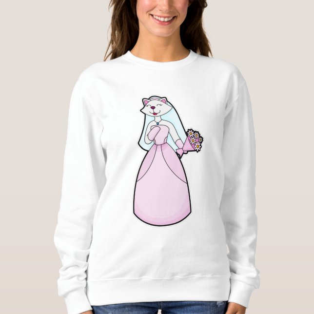 Katt som brud med blomsterknippe t shirt (Framsida)