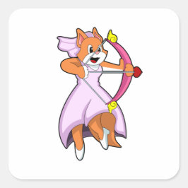 Katt som brud med bröllopsklänning.PNG Fyrkantigt Klistermärke