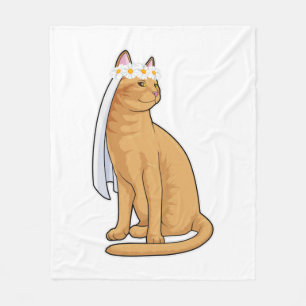 Katt som brud med slöja fleecefilt