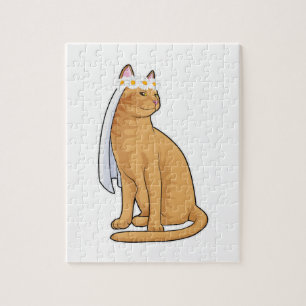 Katt som brud med slöja pussel