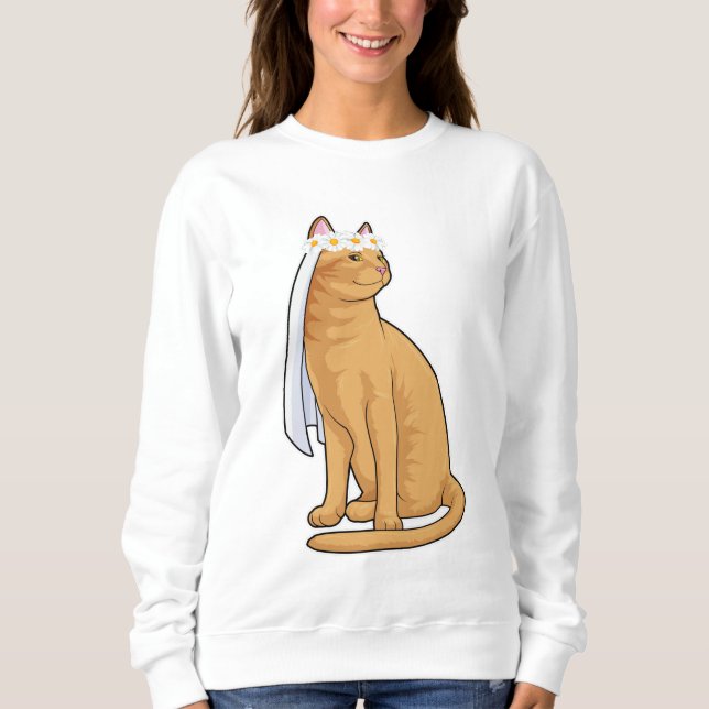 Katt som brud med slöja t shirt (Framsida)