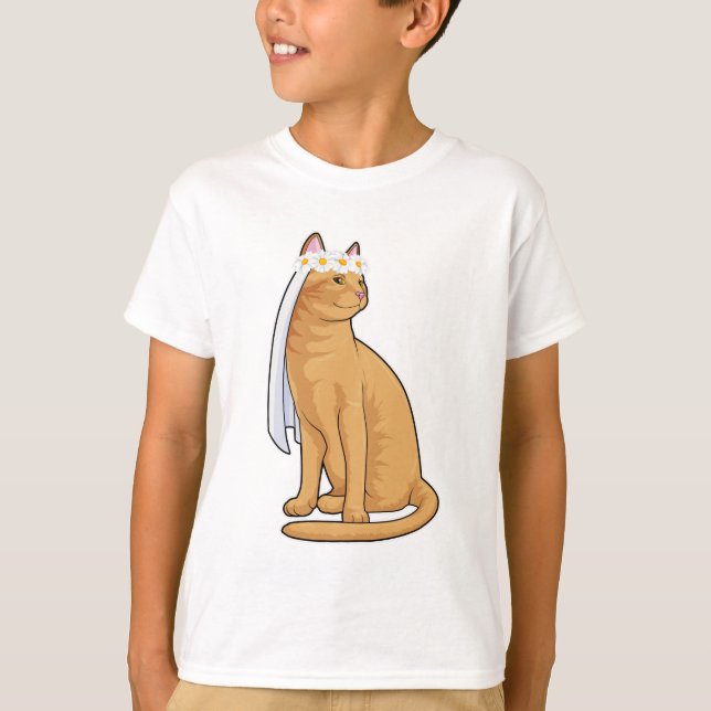 Katt som brud med slöja t shirt (Framsida)