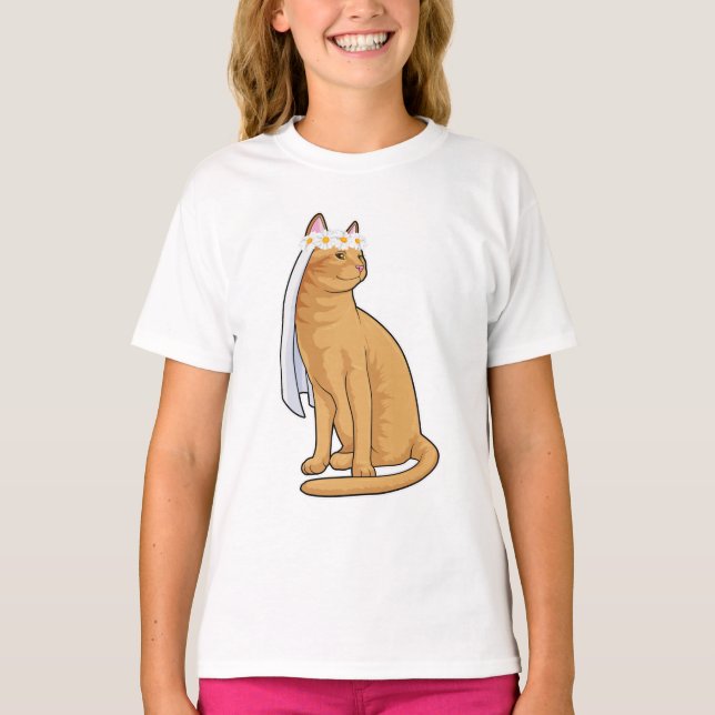 Katt som brud med slöja t shirt (Framsida)