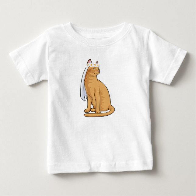 Katt som brud med slöja t shirt (Framsida)