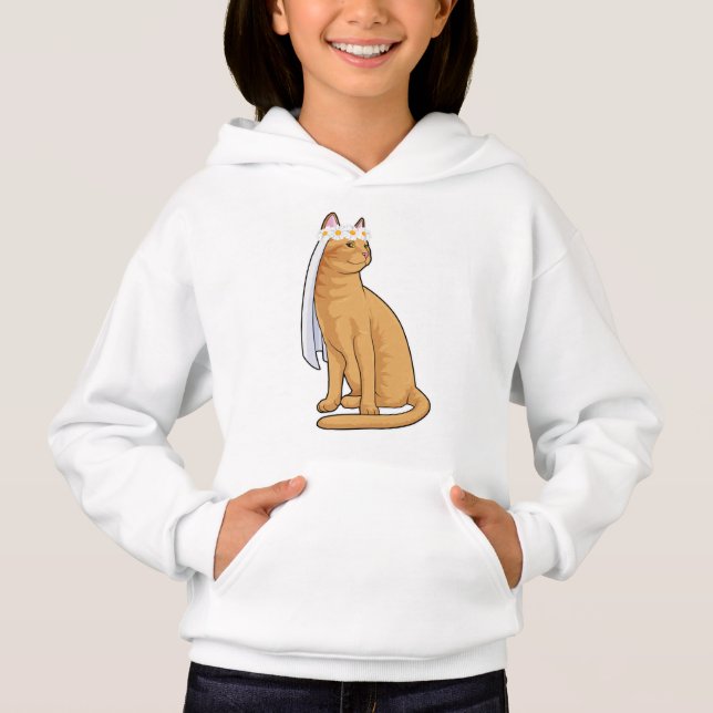 Katt som brud med slöja t shirt (Framsida)