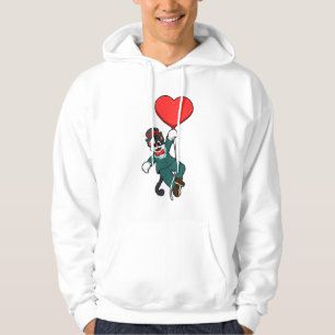 Katt som brudgum med hjärtballong hoodie