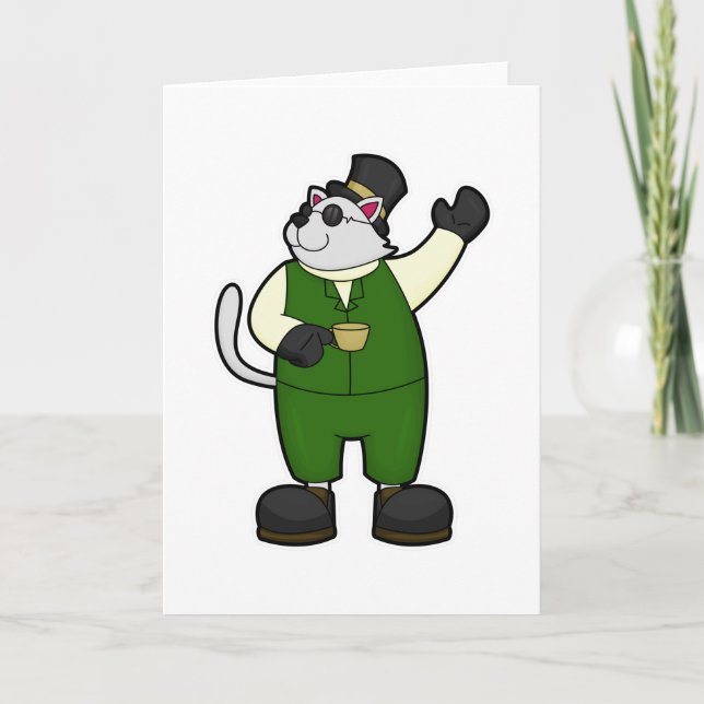 Katt som brudgum med kaffe och hatt kort (Framsida)