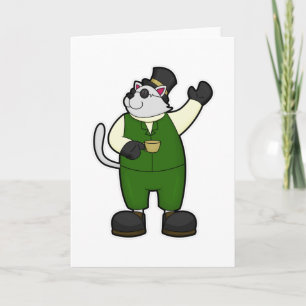 Katt som brudgum med kaffe och hatt kort