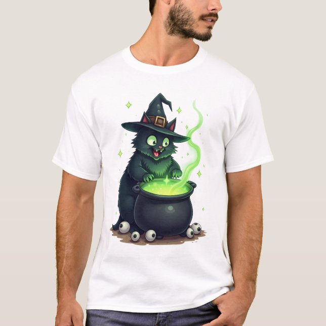 Katt som brygger drycker t shirt (Framsida)