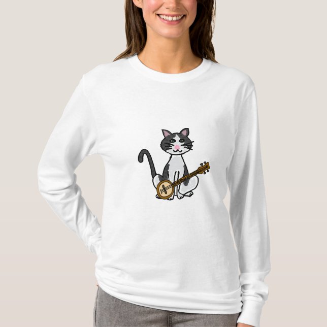 Katt som CO leker Banjoskjortan Tee Shirt (Framsida)
