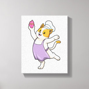 Katt som Cook med kokning apron och Muffin Canvastryck