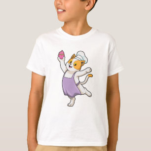 Katt som Cook med kokning apron och Muffin T Shirt