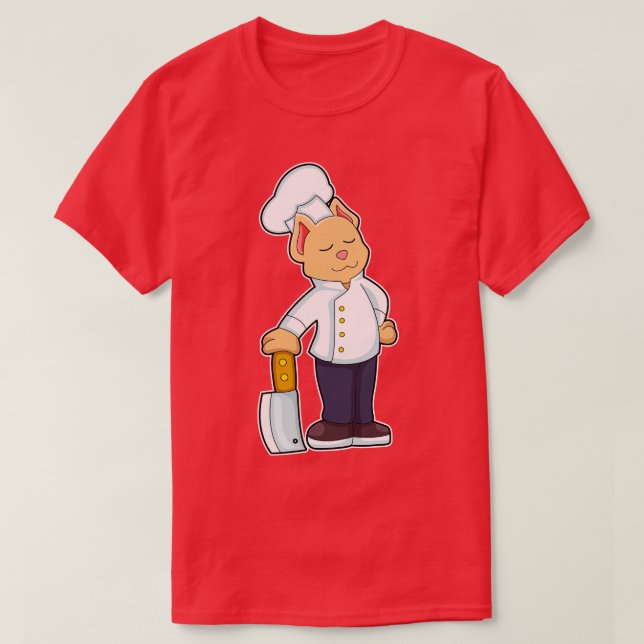 Katt som Cook med skärande knivar T Shirt (Design framsida)