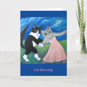Katt som dansar på gratulationskort kort