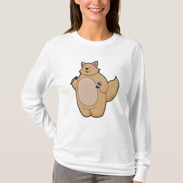Katt som Dart-spelare med mörka T Shirt (Framsida)