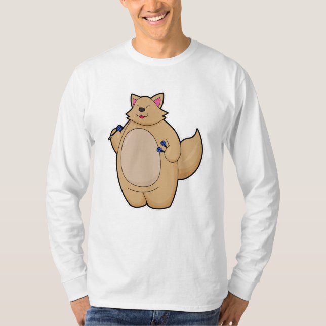 Katt som Dart-spelare med mörka T Shirt (Framsida)