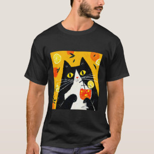 katt som dricker apelsondryck på ett coolt sätt t shirt