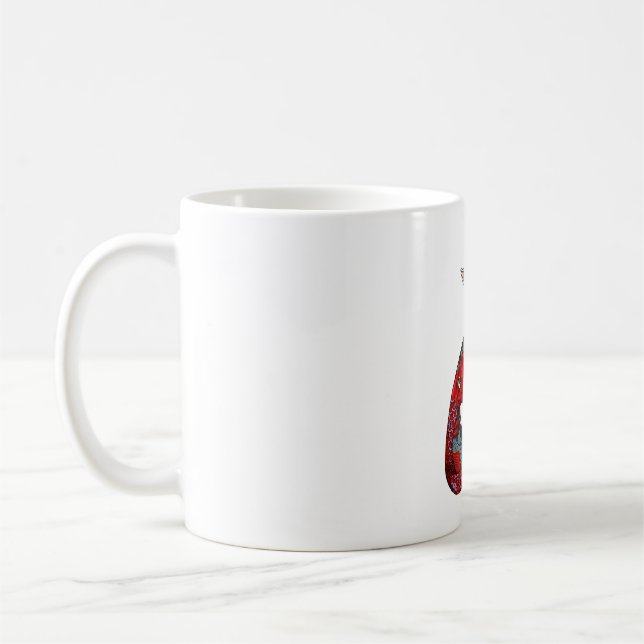 Katt som dricker kaffe med fisktatueringskat och k kaffemugg (Vänster)