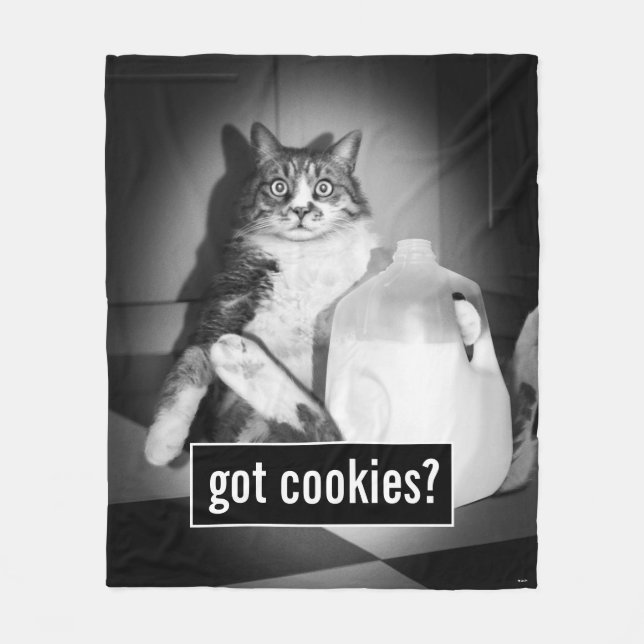 Katt som dricker Mjölk från sot Fleecefilt (Framsidan)