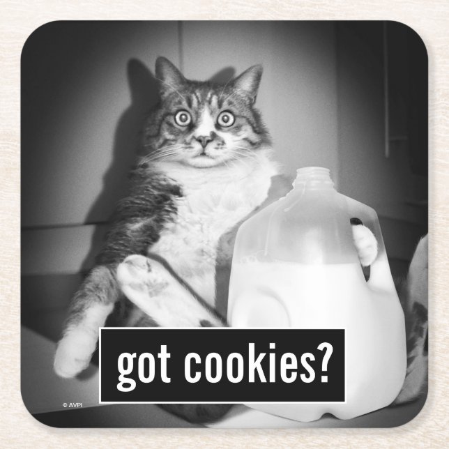 Katt som dricker Mjölk från sot Underlägg Papper Kvadrat (Framsidan)