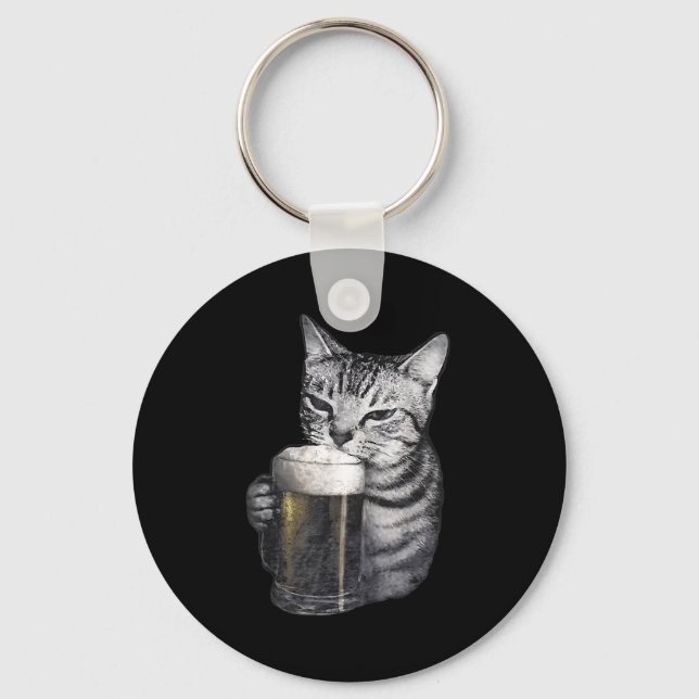 Katt som dricker öl  nyckelring (Framsida)