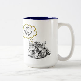 Katt som drömmer om fisk Handritad kaffemugg