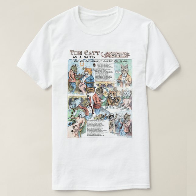 Katt som en servitör, Louis Wain Tee Shirt (Design framsida)