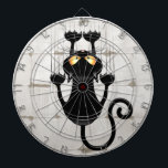 Katt som faller ner roligt tecknade figurer darttavla<br><div class="desc">Roligt Black Cat-Tecknaden Fallar ner en mur - eller en ridå - och spottar allt! Ursprungligen Skapat på Vector Graphic Art Technique. Design Copyright BluedarkArt ChameleonArt.</div>