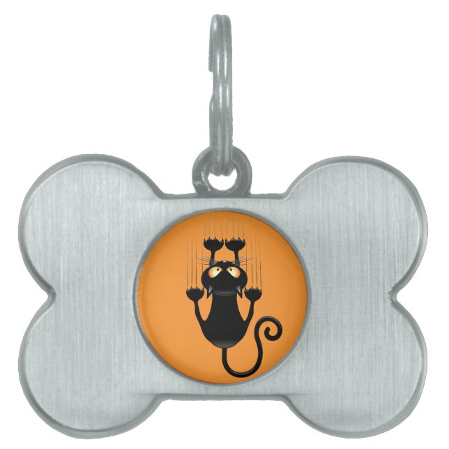 Katt som faller ner roligt tecknade figurer ID-bricka husdjur (Framsidan)