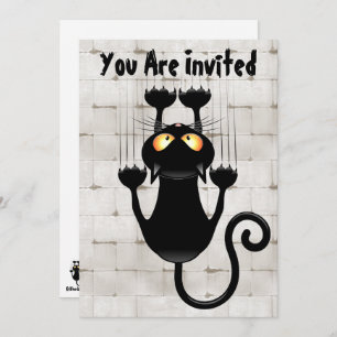 Katt som faller ner roligt tecknade figurer inbjudningar