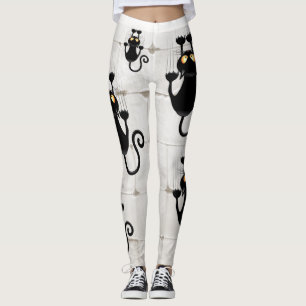 Katt som faller ner roligt tecknade figurer leggings