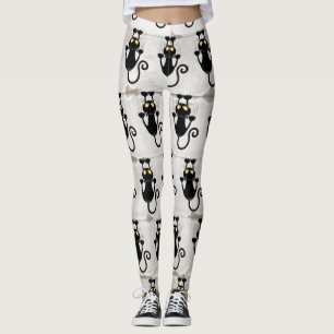 Katt som faller ner roligt tecknade figurer leggings
