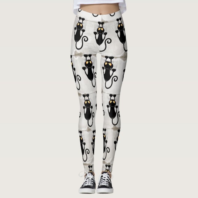 Katt som faller ner roligt tecknade figurer leggings (Framsida)